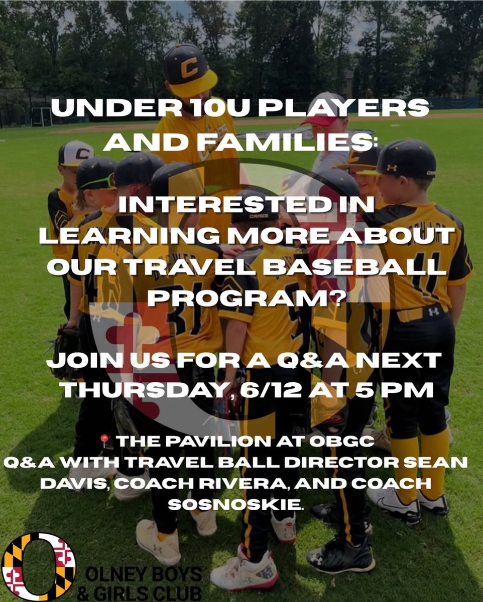 Brad Scott (@bscott2345) on Twitter photo ATTENTION PLAYERS AND FAMILIES๐จ Interested in travel baseball at OBGC? Join us next Thursday at the Pavilion for a Q&A session. We hope to see you there!โพ๏ธ <a href="/ASosnoskie/">Anthony Sosnoskie</a> <a href="/Woodbaseball1/">Sherwood Baseball</a> <a href="/OBGCSPORTS/">OBGC</a> ATTENTION PLAYERS AND FAMILIES๐จ Interested in travel baseball at OBGC? Join us next Thursday at the Pavilion for a Q&A session. We hope to see you there!โพ๏ธ <a href="/ASosnoskie/">Anthony Sosnoskie</a> <a href="/Woodbaseball1/">Sherwood Baseball</a> <a href="/OBGCSPORTS/">OBGC</a>