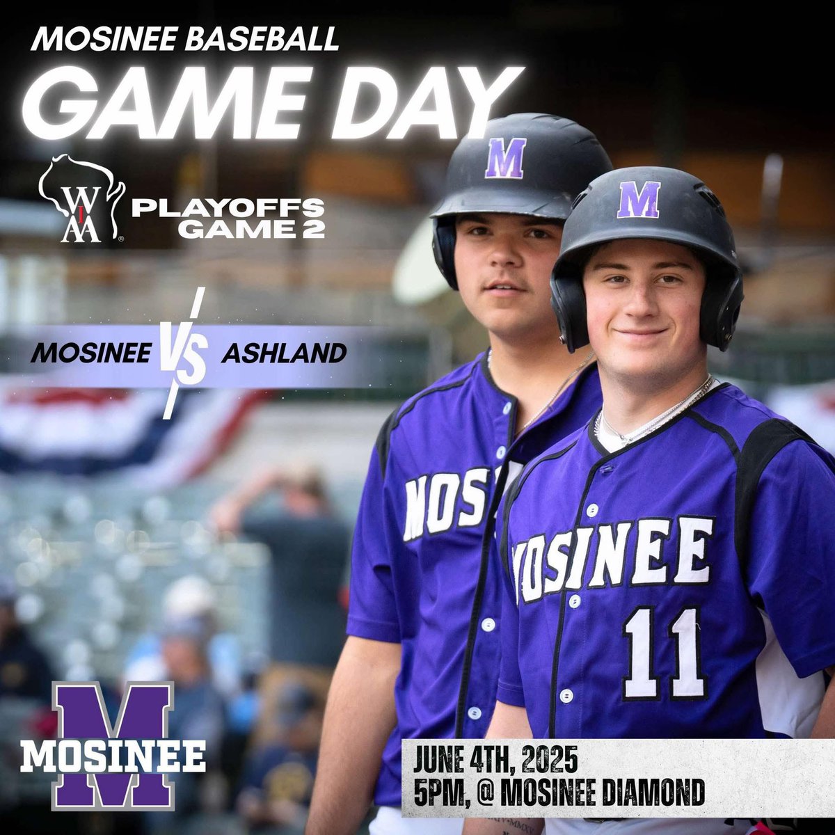 WIAA Division 2 Playoffs are back ❕

Come support your Mosinee Indians as they host Ashland in the Regional Semi-Final. 

🆚 Ashland Oredockers
⏰ 5:00pm
📍 Mosinee High School Field
💵 $6.00 Admission