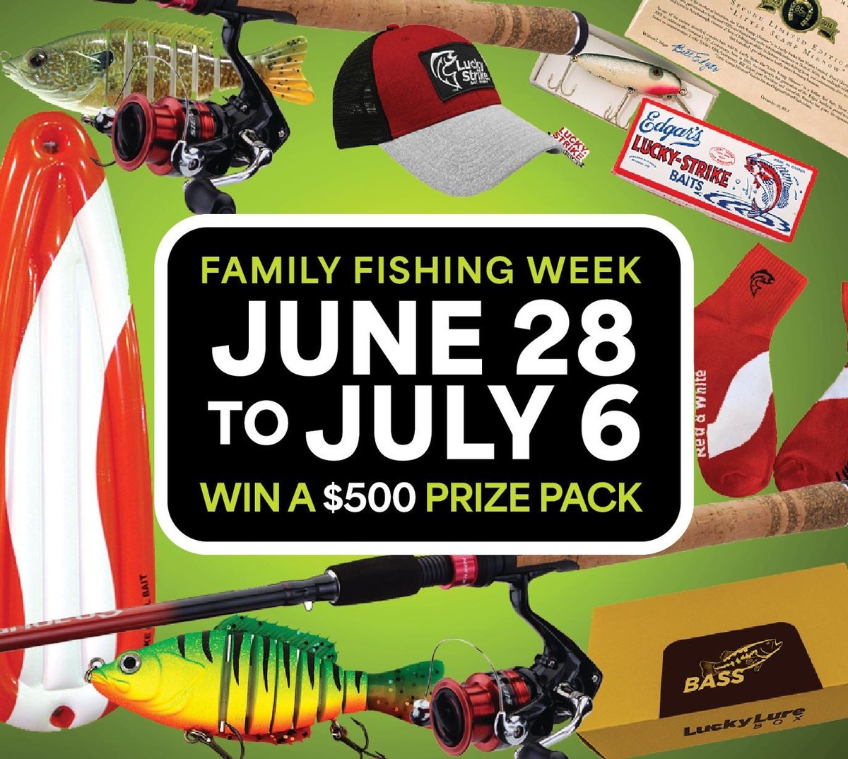 Free Fishing is back this summer from June 28 - July 6, 2025.

Register your family fishing plans at l8r.it/DdSw to receive a free fishing package, and to be entered in a draw for a $500 prize pack from Lucky Strike Bait Works, Shimano, and Ontario OUT of DOORS.