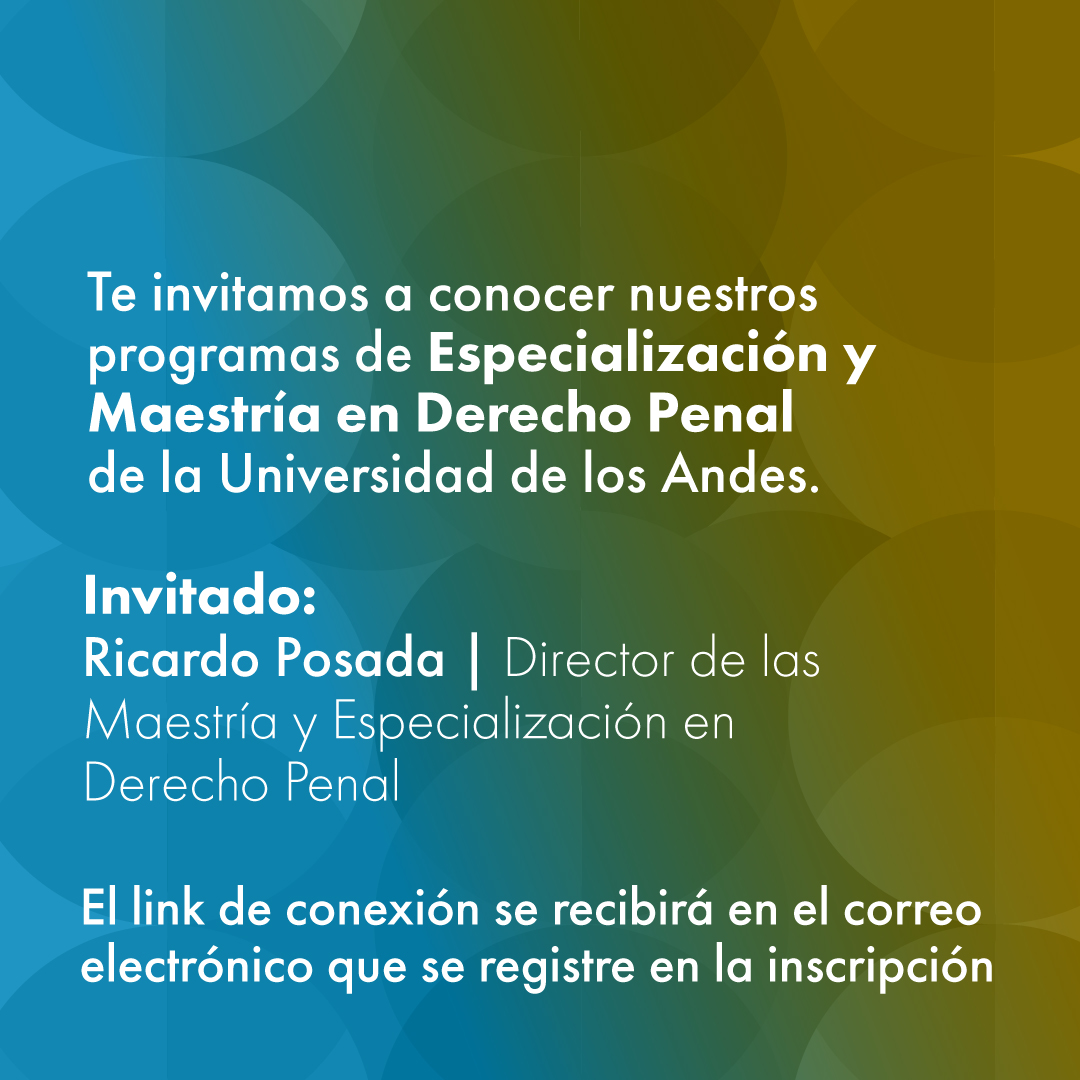 📌#Hoy 🚨 Únete a nuestra charla informativa sobre la Especialización y Maestría en Derecho Penal. 🗓 4 de junio | ⏰ 5 p.m. | 💻 Zoom
Con el profesor Ricardo Posada y director de estos programas. ¡Inscríbete!🔗bit.ly/43zSpOy