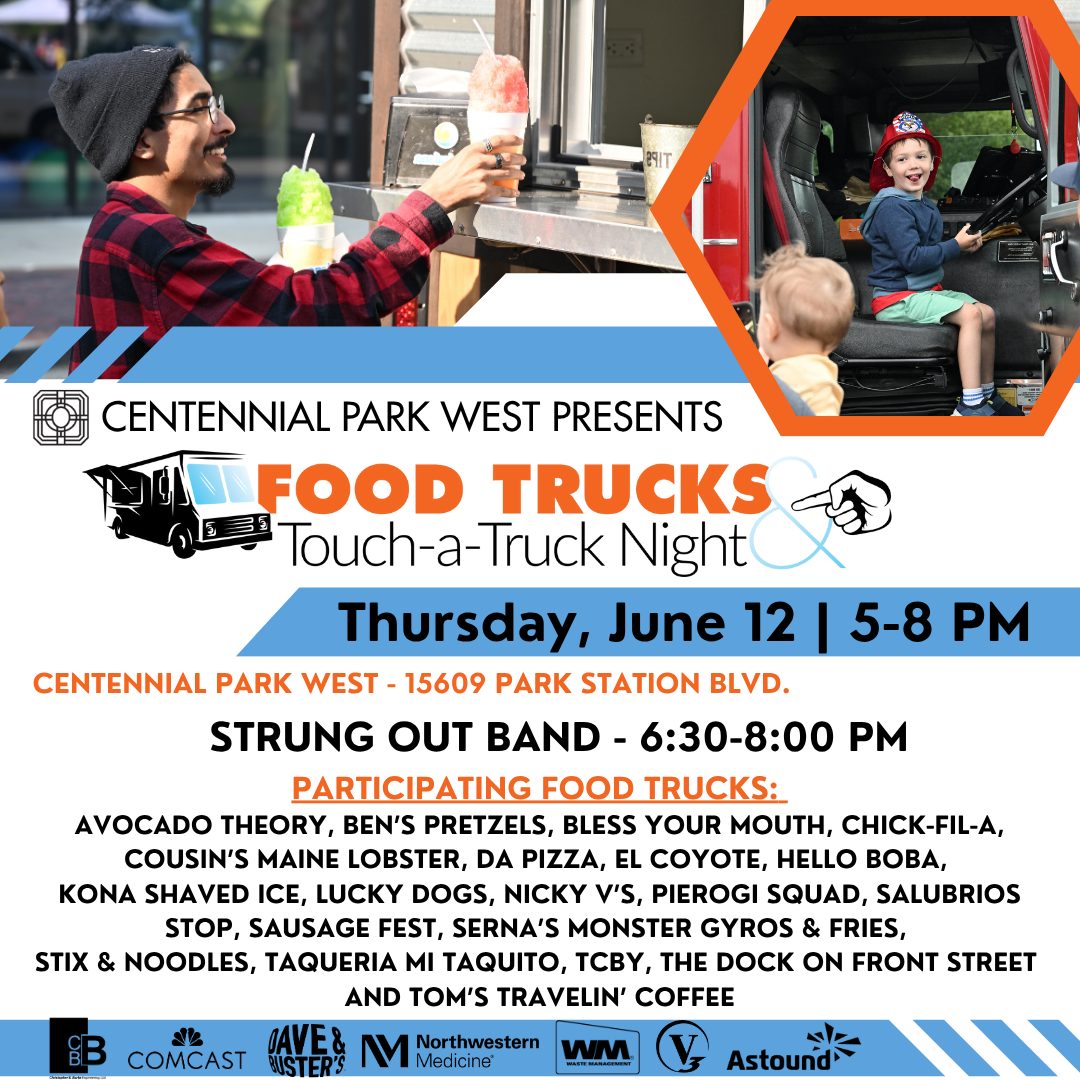 We've got a night of food, music, trucks and more! Orland Park's very own Strung Out will be the featured music performing from 6:30 - 8 p.m. Learn more at centennialparkwest.org/thursday-nights