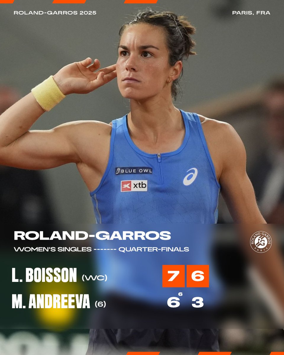 361ème mondiale
Retour de blessure
à Roland Garros sur invitation
Elle est en demi-finale !

L'exploit !