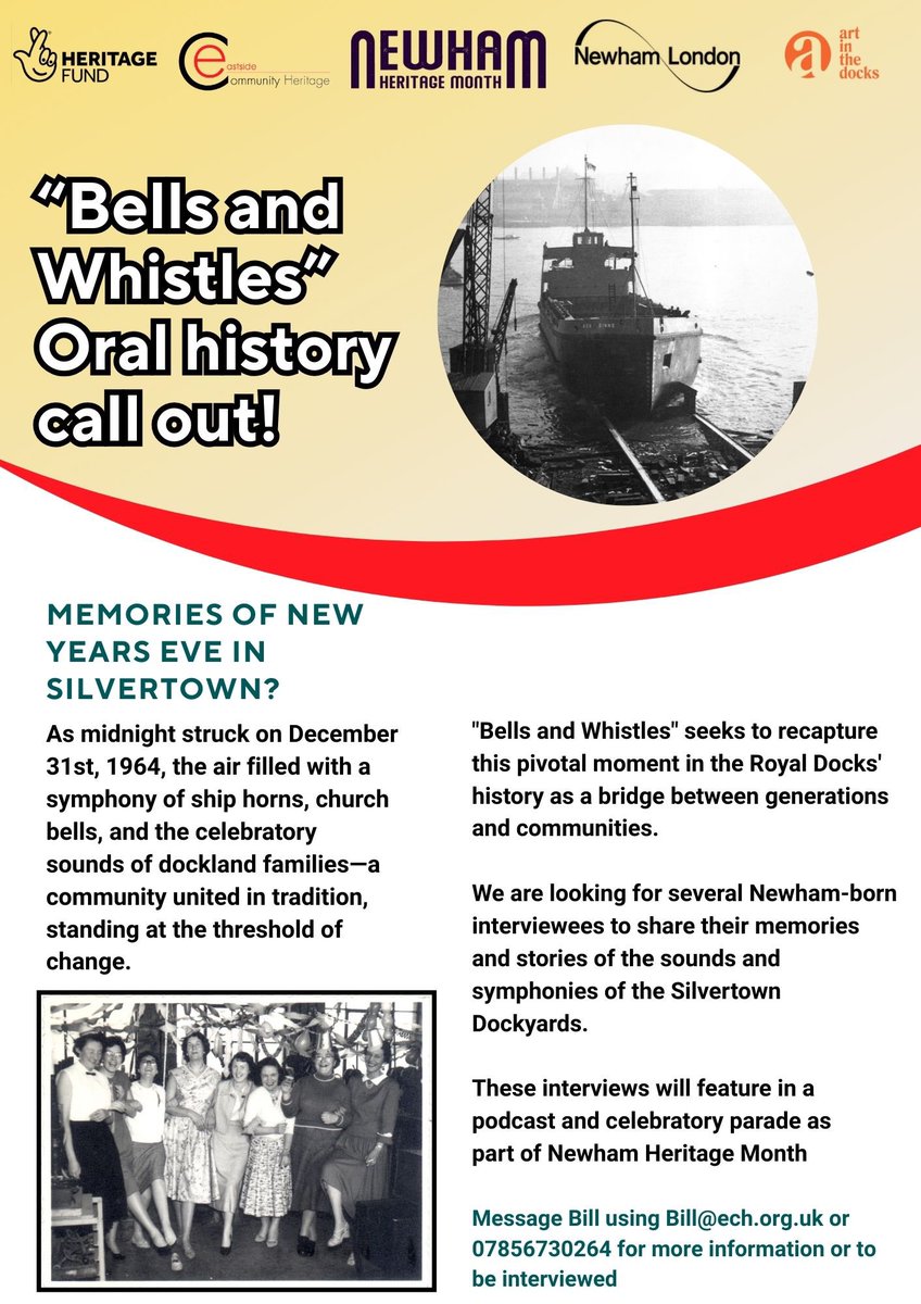 🚢 What an incredible week collecting stories for “Bells and Whistles”!
NYE 1964 in Silvertown: Ship horns, church bells &amp; community celebrations created an unforgettable symphony across the Royal Docks. As midnight struck, families stood united at the threshold of change.