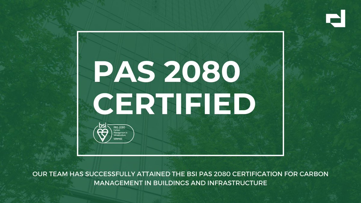 We’re proud to have achieved PAS 2080:

An internationally recognised standard for carbon management in buildings &amp; infrastructure. It reflects our commitment to sustainable design, low-carbon solutions and supporting clients on the path to Net Zero.

#PAS2080 #SustainableDesign