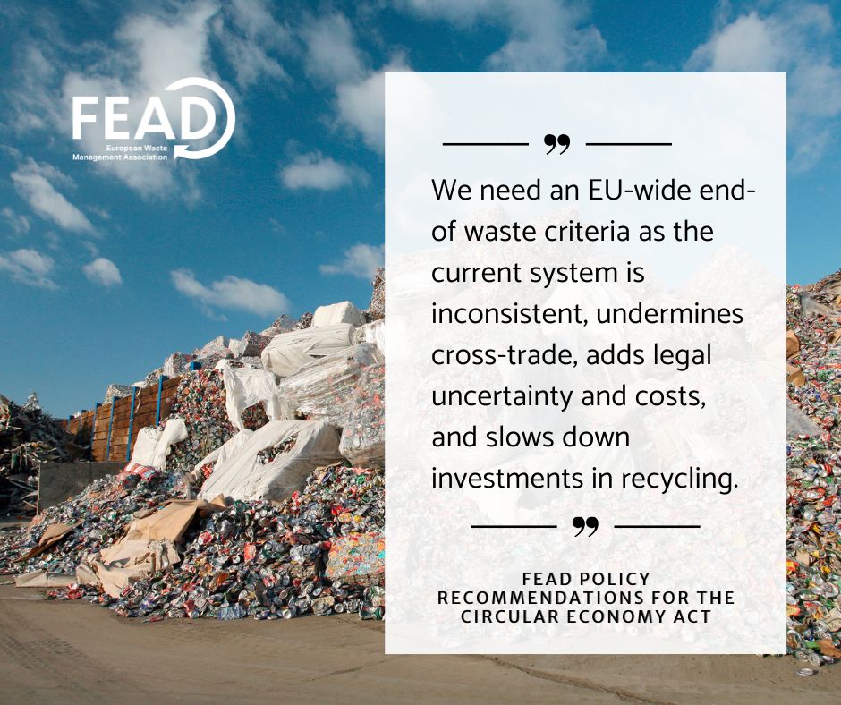 🚨 On the eve of #WorldEnvironmentDay, let's spotlight our 3rd policy ask for the #CEA:

Harmonised #EoW rules to push Europe’s circular transition.

We need:
✅ EU-wide EoW criteria
✅ Industry-led reports
✅ Mutual recognition
✅ Legal clarity

Our recs: bit.ly/4lUNQ9W