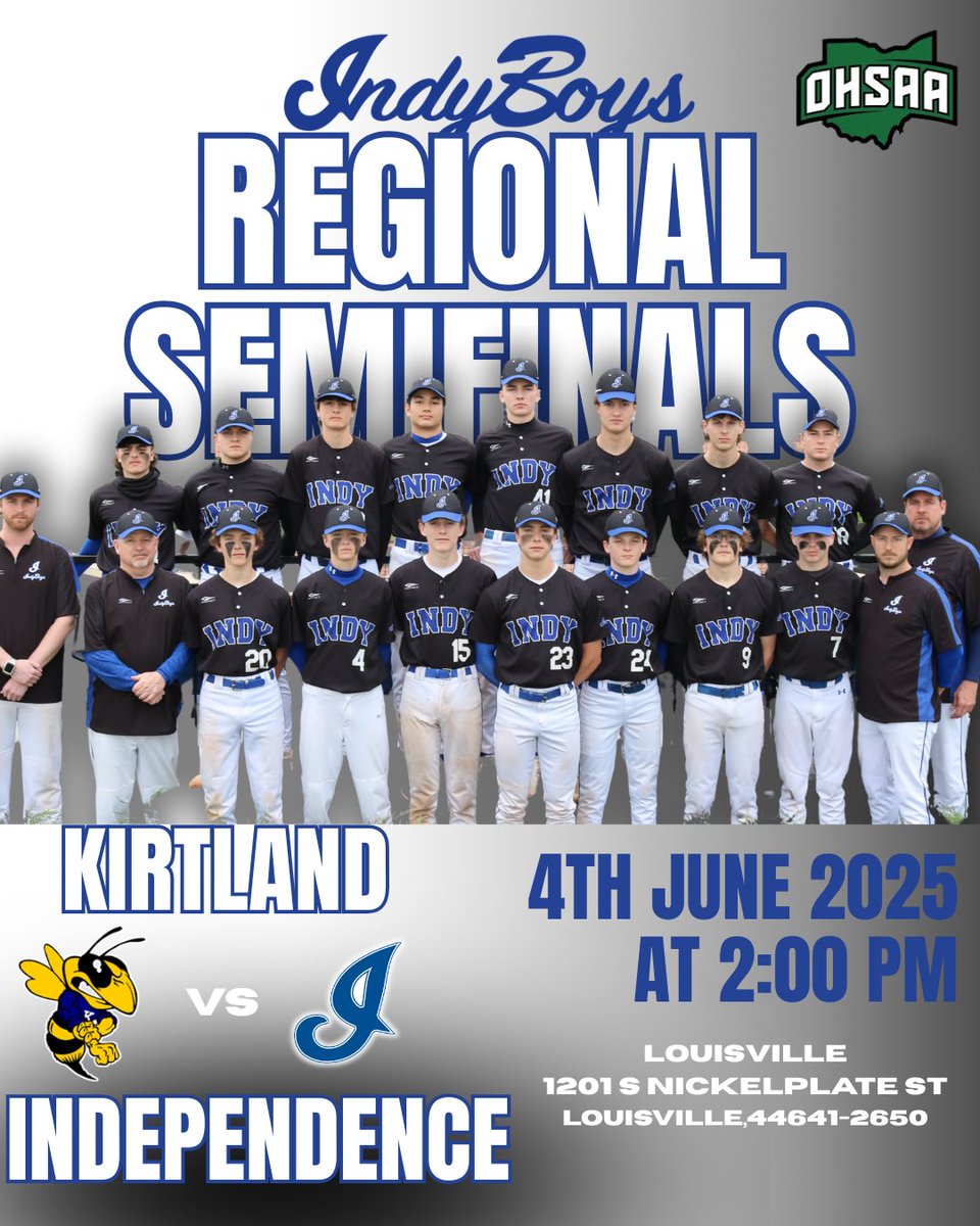 INDYbaseball216's tweet image. Indy Boys Regional Semifinals today at 2:00!! Louisville High School vs Kirtland!