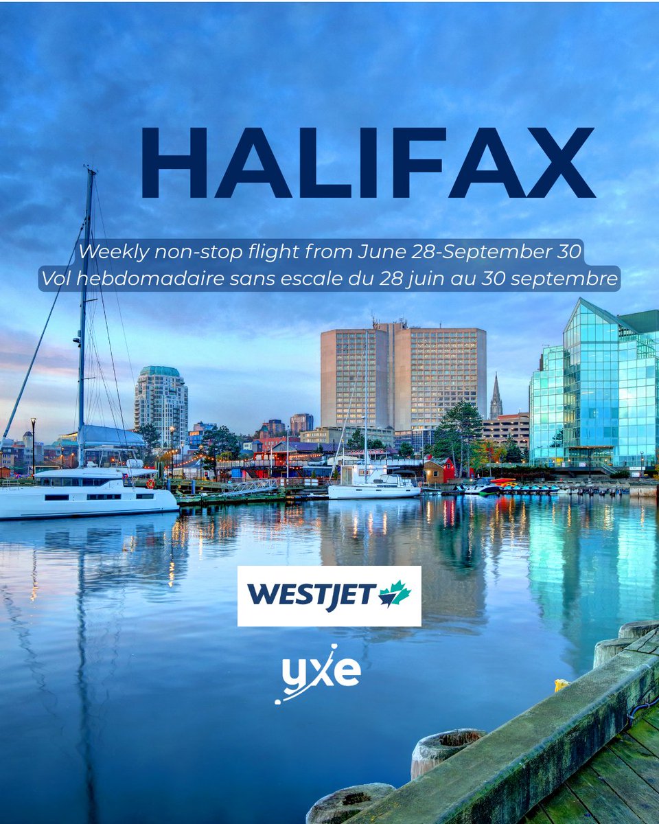 📍 East Coast, here we come! WestJet’s 1stnon-stop flight to Halifax took off from YXE today! Cap sur la côte Est! Le 1er vol sans escale de Wesjet vers Halifax a décollé de YXE aujourd’hui! Book your trip now/réservez votre voyage maintenant: westjet.com.