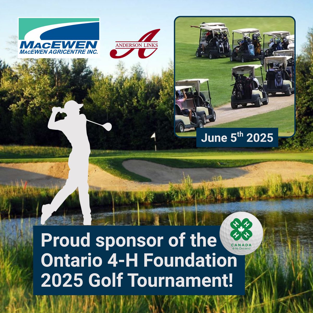 ⛳ Proud to sponsor the Ontario 4-H Foundation 2025 Golf Tournament on June 5th! Supporting the next generation of ag leaders is what we’re all about. /⛳ Fiers d’être commanditaires du Tournoi de golf 2025 de la Fondation 4-H Ontario le 5 juin! 🌱#4HOntario #MacEwenAgricentre