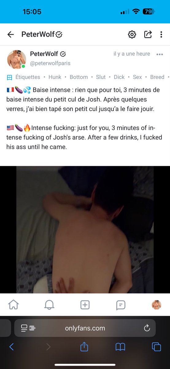 PeterAndJosh75's tweet photo. 🍆💦🍑 Nouvelle video sur notre #onlyfans ! Allez voir comment josh se fait defoncer la chatte par la grosse bite de Peter. 3 minutes de video !!

https://t.co/bRZZz8CFZd

#gay #gayof #gayonlyfans #gayporn https://t.co/NJJt9gotS5