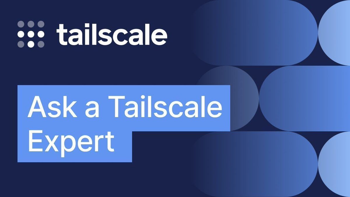 Tailscale's tweet image. 🚨 We’re live at 1:30pm ET!
Join our Ask a Tailscale Expert webinar for demos, Q&A, and real-world tips from our Solutions Engineers.
🔴 Watch here: youtube.com/live/-GqO9o51j… 
📩 Sign up for future sessions: tailscale.com/events-webinar…
#Tailscale #NetworkingTools