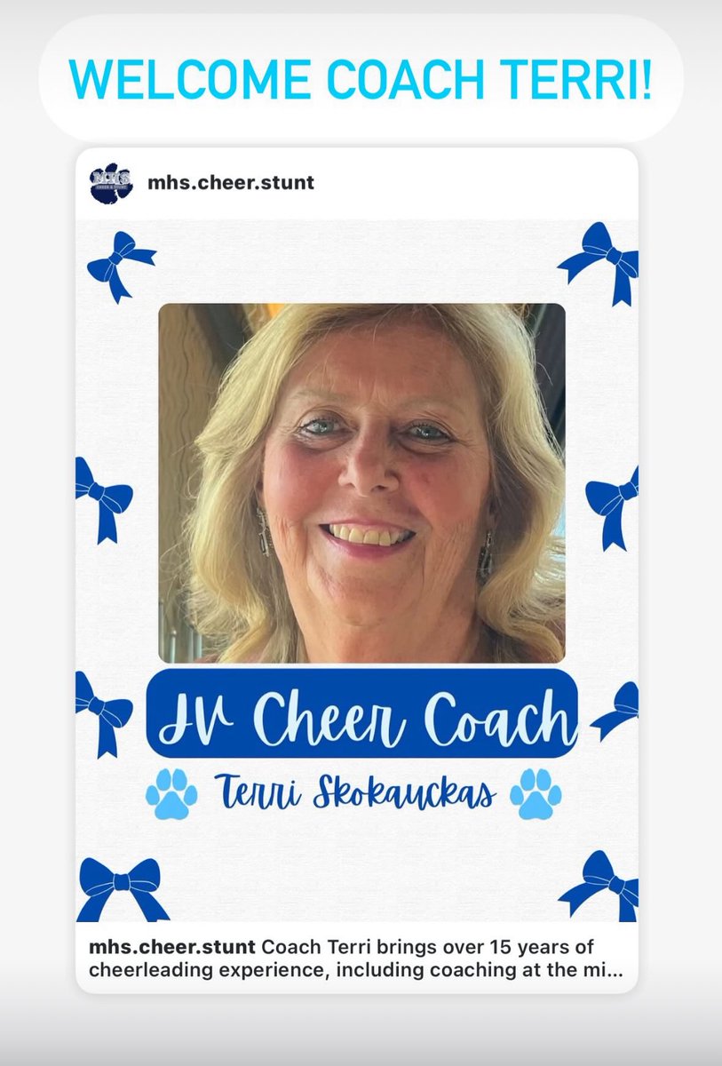 Millbrook Athletics (@millbrooksports) on Twitter photo Join Us in Welcoming Coach Terri as the new Coach of Millbrook JV Cheer!!
<a href="/MHSVarJVCheer/">MHS Varsity & JV Cheer</a> Join Us in Welcoming Coach Terri as the new Coach of Millbrook JV Cheer!!
<a href="/MHSVarJVCheer/">MHS Varsity & JV Cheer</a>
