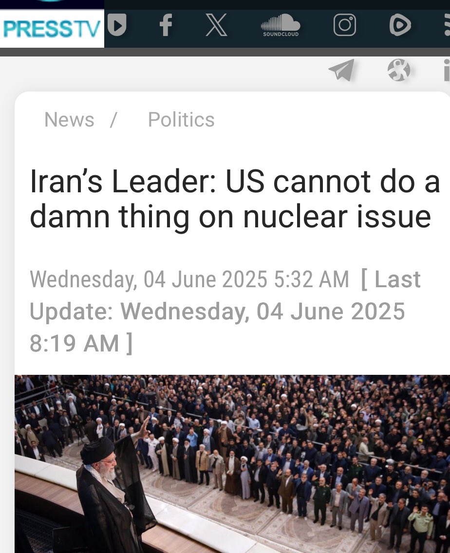 Khamenei rejects the Trump proposal | “The first word of the US is that Iran should not have a nuclear industry and should rely on the United States,” Khamenei said in a televised speech from the mausoleum of Imam Khomeini in southern Tehran Wednesday.
“Our response to the US’