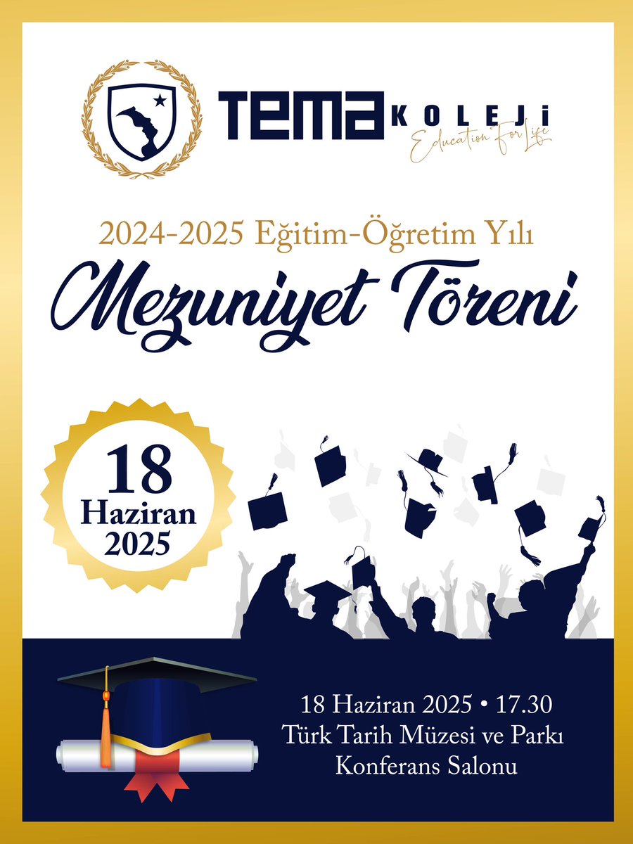 2024-2025 Eğitim-Öğretim yılının gurur dolu finalinde, öğrencilerimizi hayata uğurlamak için büyük bir heyecanla mezuniyet törenimize hazırlanıyoruz!

📅 Tarih: 18 Haziran 2025
🕠 Saat: 17.30
📍 Yer: Türk Tarih Müzesi ve Parkı - Konferans Salonu
