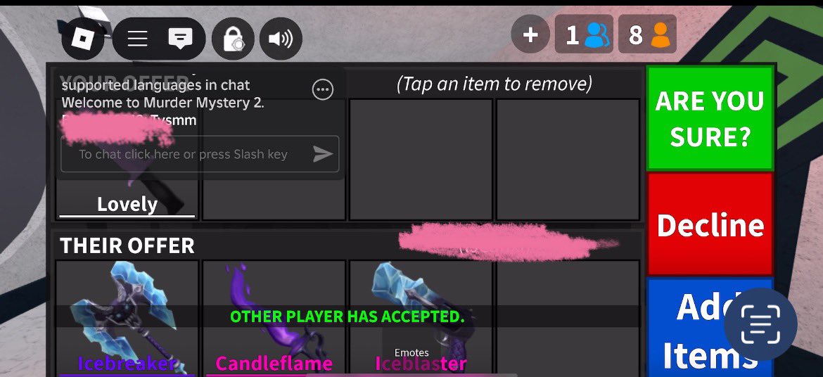 <a href="/Jeanc05/">Jean♐️</a> is trusted!! 💯 traded my gag raccoon for ice set + candy flame ! Tysm will definitely trade again !