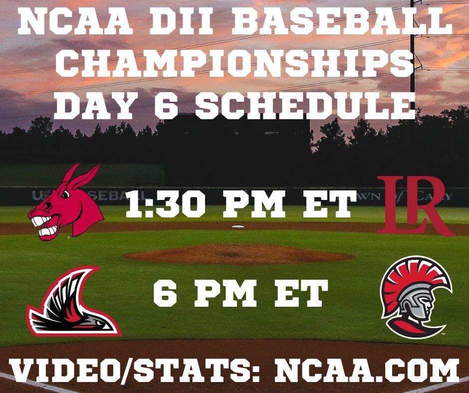 D2 Baseball (@diviibaseball) on Twitter photo Day 6 at the World Series, we could have our championship series matchup set or we could see up to two if-necessary games! Here's the schedule presented by <a href="/BaseballRadar/">Pro Baseball Radar</a>
1:30 PM ET: No.2 Seed Central Missouri (2-1) vs No.3 Seed Lenoir-Rhyne (2-0)
Video/Stats: Day 6 at the World Series, we could have our championship series matchup set or we could see up to two if-necessary games! Here's the schedule presented by <a href="/BaseballRadar/">Pro Baseball Radar</a>
1:30 PM ET: No.2 Seed Central Missouri (2-1) vs No.3 Seed Lenoir-Rhyne (2-0)
Video/Stats: