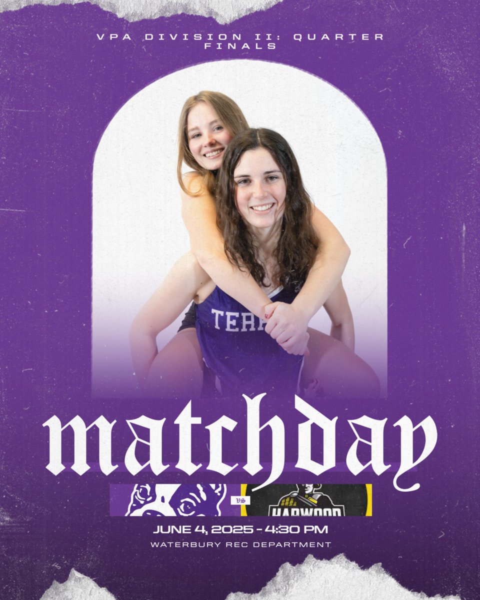 🎾 PLAYOFF GAMEDAY

#5 Bellows Falls vs #4 Harwood
📍 Waterbury Rec Courts
🕟 4:30 PM
Winner to the semis 👀

Let’s go Terriers! 💪

📎 si.com/high-school/st…

#BleedPurple