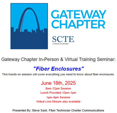 SCTEGatewayCh's tweet photo. **2 Week Notice** SCTE Gateway Chapter Training Session - https://t.co/6fzELqhUzx https://t.co/Ew057O70GW