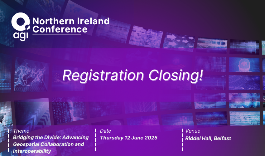Registration for <a href="/NI_AGI/">AGI Northern Ireland</a> Annual Conference “Bridging the Divide: Advancing Geospatial Collaboration and Interoperability” is closing 5pm Friday 6 June

There is still time to register your place and join us in Belfast on the 12 June!

🔗bit.ly/4bBDMxM