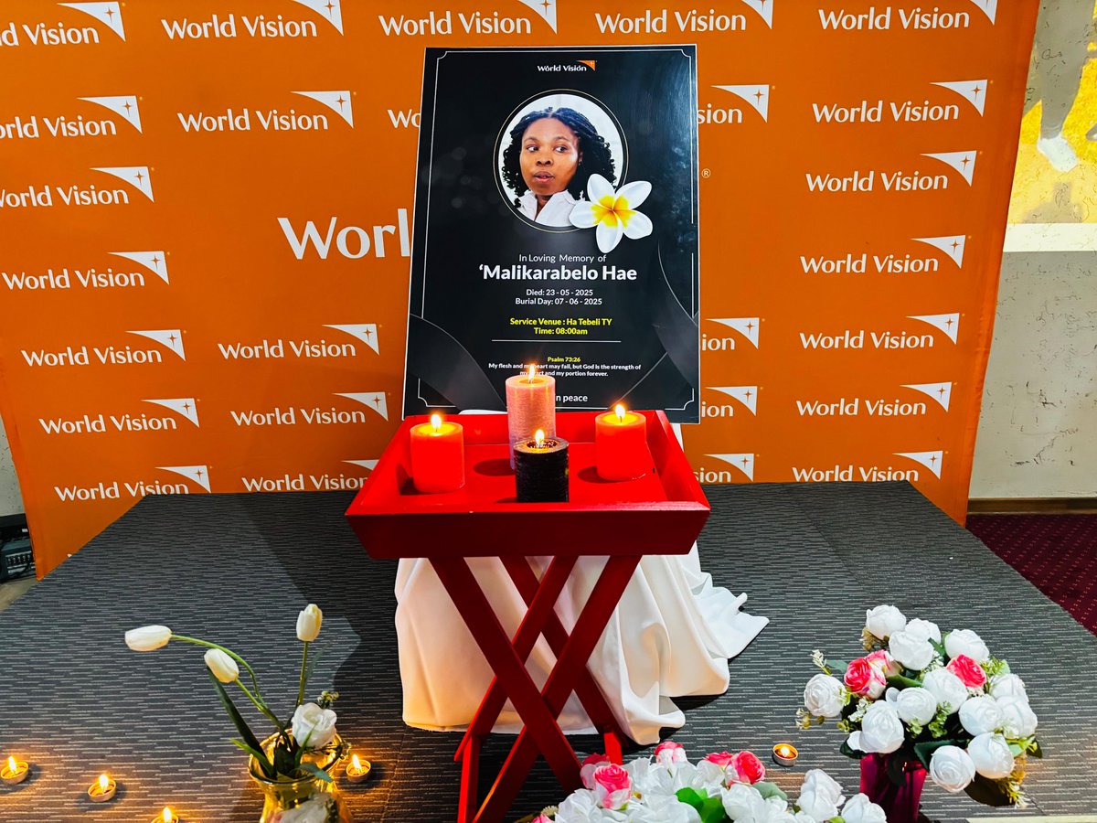 WorldvisionLS's tweet image. Today we celebrated the life of our colleague &amp;amp; friend ‘Malikarabelo Hae. She served @WorldVisionLS for 11 years, most recently as Cluster Accountant in Leribe &amp;amp; Berea.

Her dedication to vulnerable children will never be forgotten.
Rest in peace, ‘Malikarabelo. 🕊️