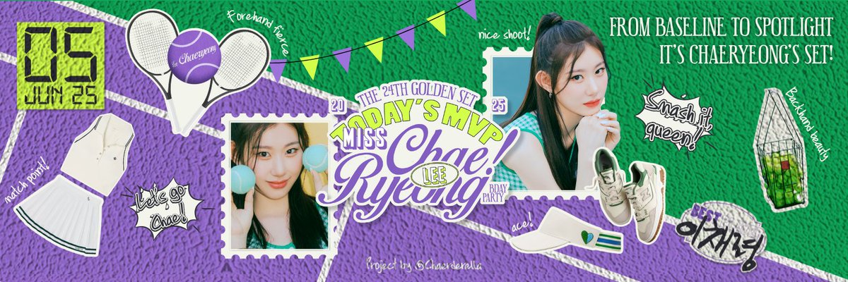 [05/06] Ready, set, and go . . 🎾 Step onto the court of celebration and partake in this iconic capture for the 𝖻͟𝗂͟𝗋͟𝗍͟𝗁͟𝖽͟𝖺͟𝗒 of our radiant main player  ۫ ⸼꣼ Let us all become a vital part of the grand match of our finest tennis_princess. 

🥎 bingkai.in/chaer24th