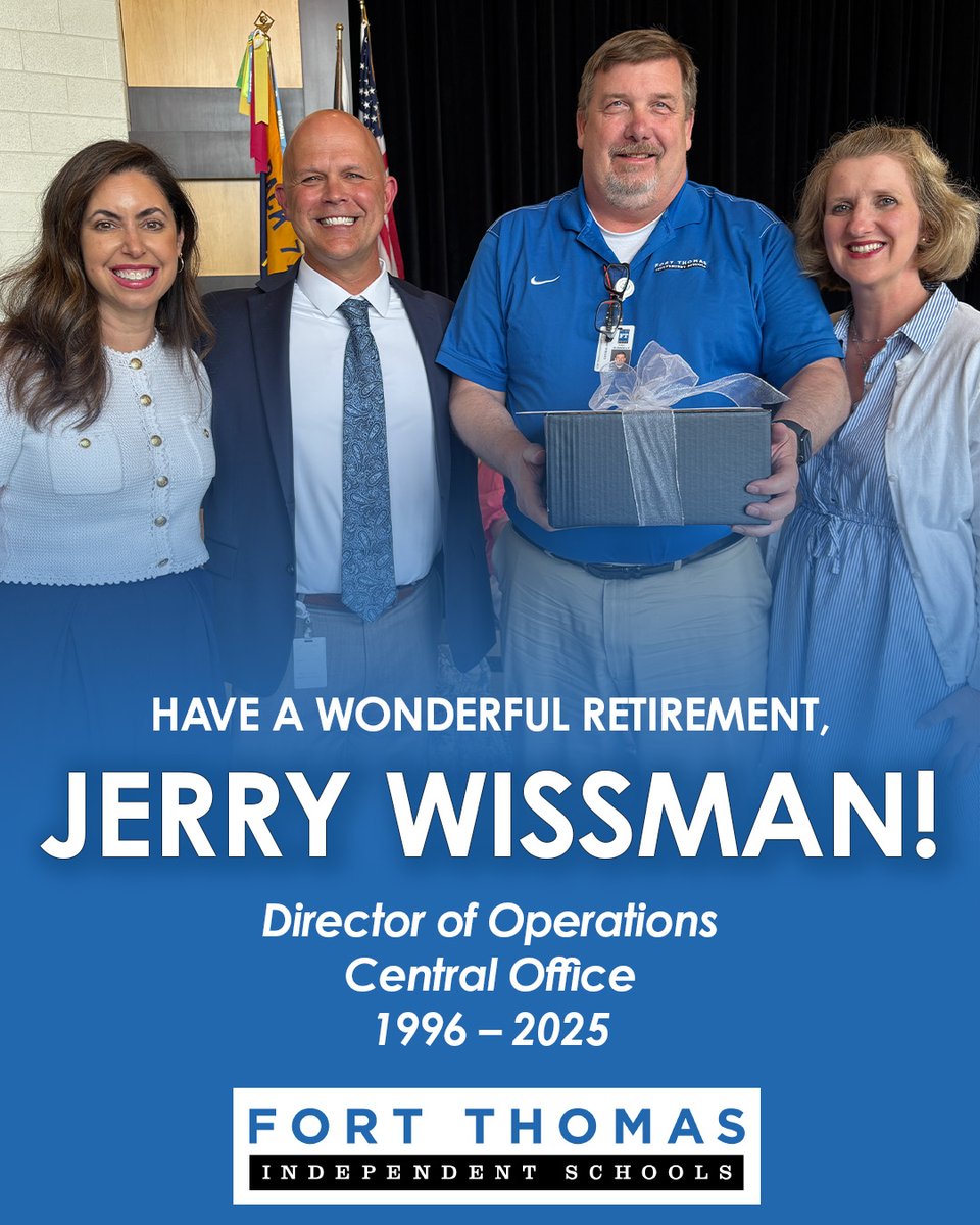 Fort Thomas Schools (@ftschools) on Twitter photo Congratulations, Mr. Wissman, on a fantastic career of service in Fort Thomas and our best wishes to you on what's next in retirement!
<a href="/FTSUPT/">Brian Robinson</a> Congratulations, Mr. Wissman, on a fantastic career of service in Fort Thomas and our best wishes to you on what's next in retirement!
<a href="/FTSUPT/">Brian Robinson</a>