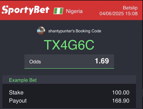 SHANTY⚽️🏀TIPS (@adekonojoolaol2) on Twitter photo 2500 TO 1M ROLLOVER CHALLENGE ON SPORTYBET
DAY 1 ➡️ TX4G6C 🍀💥
<a href="/Anotike99/">Anotike ⚽️🏀🤯🙏</a> <a href="/junior_Moore1/">junior Moore ⚽️🏀 🔞</a> <a href="/Da_shadowtipsta/">The Shadow Tipster</a> <a href="/Baaamtips/">GraciousTips ™️♍</a> <a href="/boomrotic/">💤👽</a> <a href="/gambitoprime/">GAMBLE GAMBIT</a> <a href="/Emilyly01/">Ms Emilyly</a> <a href="/Win4mula/">Win4mula</a> <a href="/Only1bigdick/">Big Dick 🥷💰</a> <a href="/bettinghubgames/">BETTING HUB ⭐️🫵🏽</a> <a href="/BeegTipsy/">BIG TIPSY</a> <a href="/MegaproTips/">Megapro Tips</a>
JOIN US HERE ⬇️
t.me/+hwcfO6SgqPEyM… 2500 TO 1M ROLLOVER CHALLENGE ON SPORTYBET
DAY 1 ➡️ TX4G6C 🍀💥
<a href="/Anotike99/">Anotike ⚽️🏀🤯🙏</a> <a href="/junior_Moore1/">junior Moore ⚽️🏀 🔞</a> <a href="/Da_shadowtipsta/">The Shadow Tipster</a> <a href="/Baaamtips/">GraciousTips ™️♍</a> <a href="/boomrotic/">💤👽</a> <a href="/gambitoprime/">GAMBLE GAMBIT</a> <a href="/Emilyly01/">Ms Emilyly</a> <a href="/Win4mula/">Win4mula</a> <a href="/Only1bigdick/">Big Dick 🥷💰</a> <a href="/bettinghubgames/">BETTING HUB ⭐️🫵🏽</a> <a href="/BeegTipsy/">BIG TIPSY</a> <a href="/MegaproTips/">Megapro Tips</a>
JOIN US HERE ⬇️
t.me/+hwcfO6SgqPEyM…