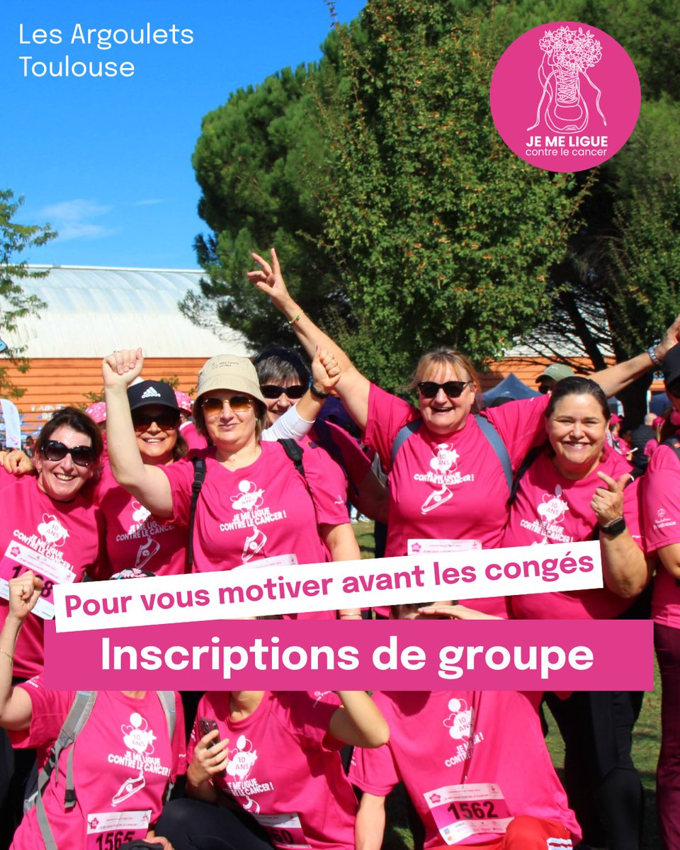 Quoi de mieux que se #challenger entre collègues ou entre amis,  à lutter contre le #cancer avant de profiter des congés ? 

Inscrivez vous en groupe de 10 minimum avant le 30/09 à la #course #jemeliguecontrelecancer qui aura lieu le 5 octobre 2025 aux Argoulets👉 lien en bio
