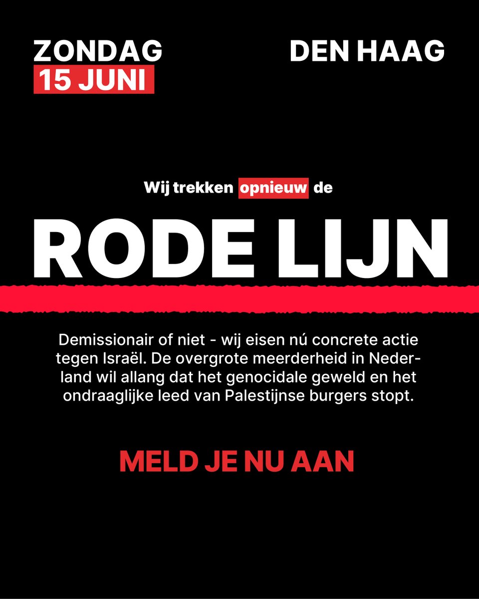 We gaan zondag 15 juni weer de straat op. Demissionair of niet – wij eisen nú concrete stappen. Gaza kan niet wachten en Nederland heeft de plicht om alles te doen wat het kan om de genocide te stoppen. Kabinet, kom in actie. Meer info en registratie👇paxvoorvrede.nl/acties/trek-nu…