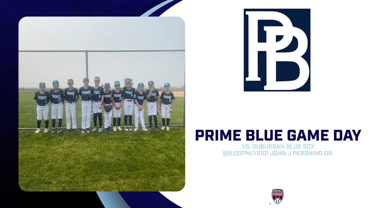 NE_Prime2031's tweet image. Game Day vs. Suburban Blue Sox today at NP Dodge Memorial Park! 🕐6:00PM, watch us on game changer! @ Nebraska PRIME BLUE 12U