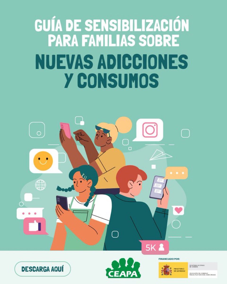 ¡¡ ATENCIÓN FAMILIA!!

🗣️No todas las adicciones se ven. 
🗣️ Algunas no dejan marcas físicas ni generan alarma inmediata, pero afectan al bienestar emocional, social y familiar. 

💬 Compartimos la guía de <a href="/ceapa_oficial/">CEAPA</a>  

🔗 Puedes descargarla bit.ly/GuíaNuevasAdic…
Campaña