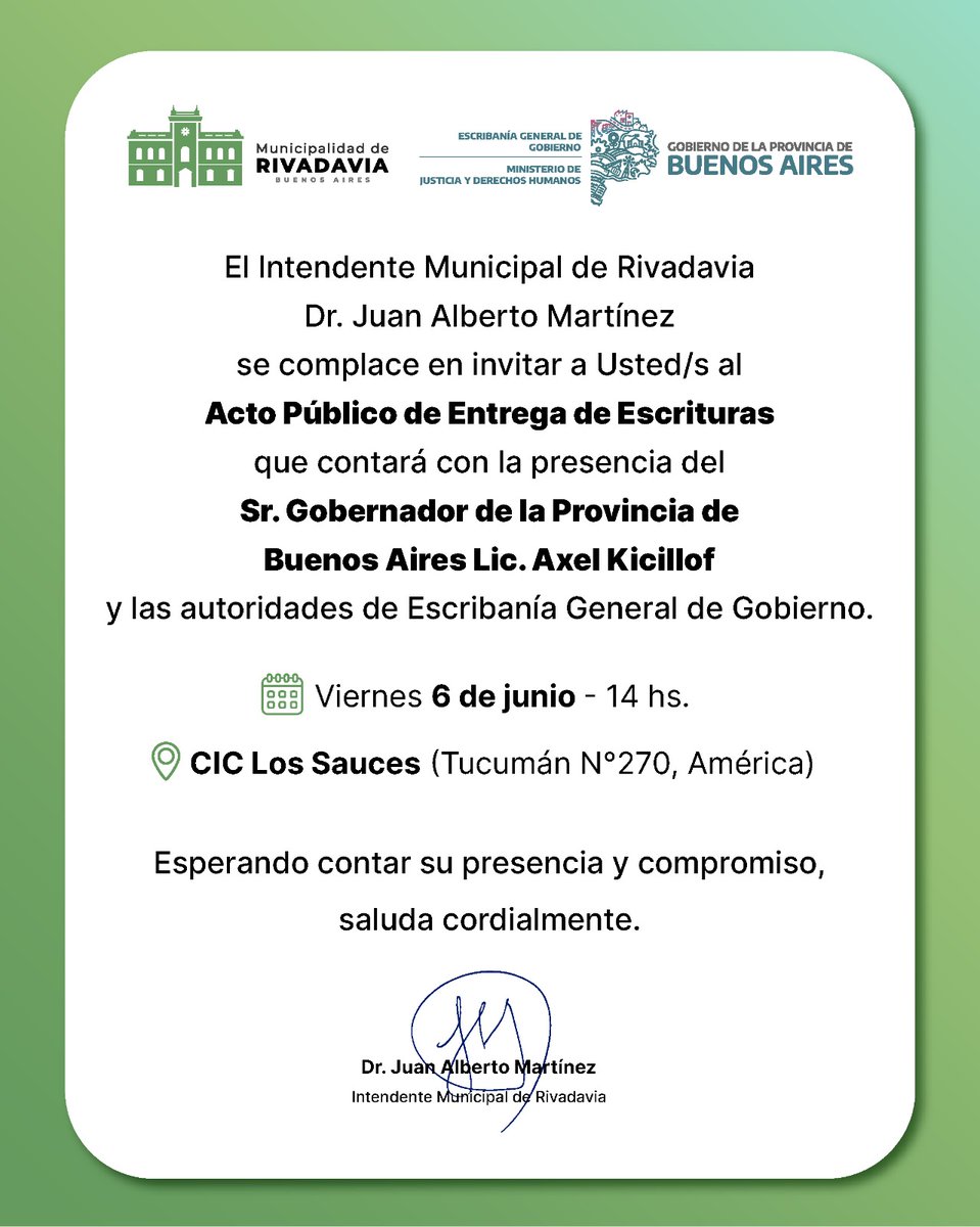 RECIBIMOS AL GOBERNADOR EN AMÉRICA 

Este viernes 6/6 a las 14 hs en el CIC Los Sauces se realizará el Acto de Entrega de Escrituras con la presencia del Gobernador <a href="/Kicillofok/">Axel Kicillof</a>.

También se entregará una ambulancia 0 km y móviles policiales.

¡Te esperamos!