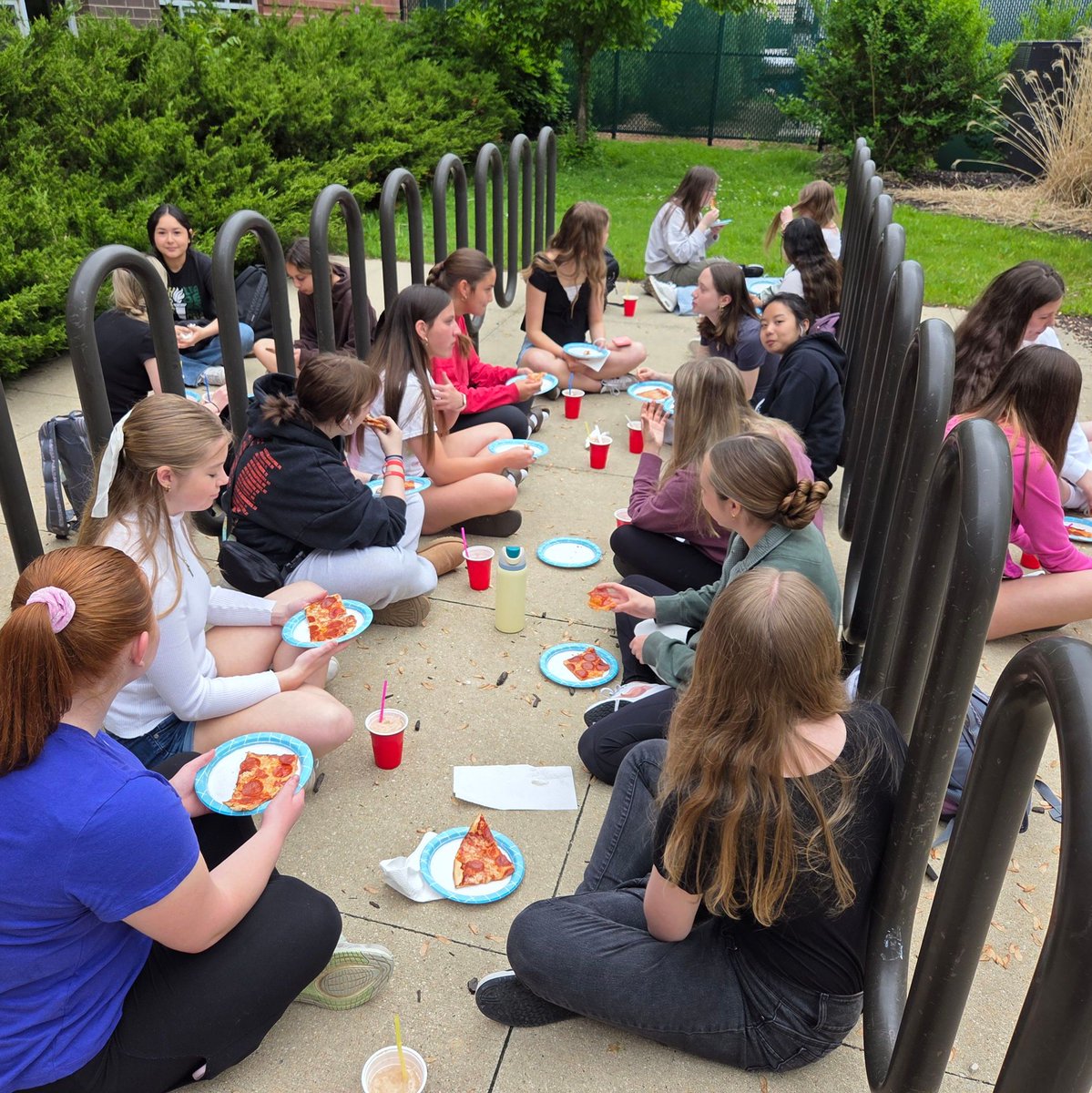 The National Honor Society celebrated the end of a successful year with root beer floats and pizza from NiNi's. The seniors received  their cords and the new officers were introduced. Later they created sidewalk chalk pictures! #NHS #hawksflyhigh #hustlinhawks