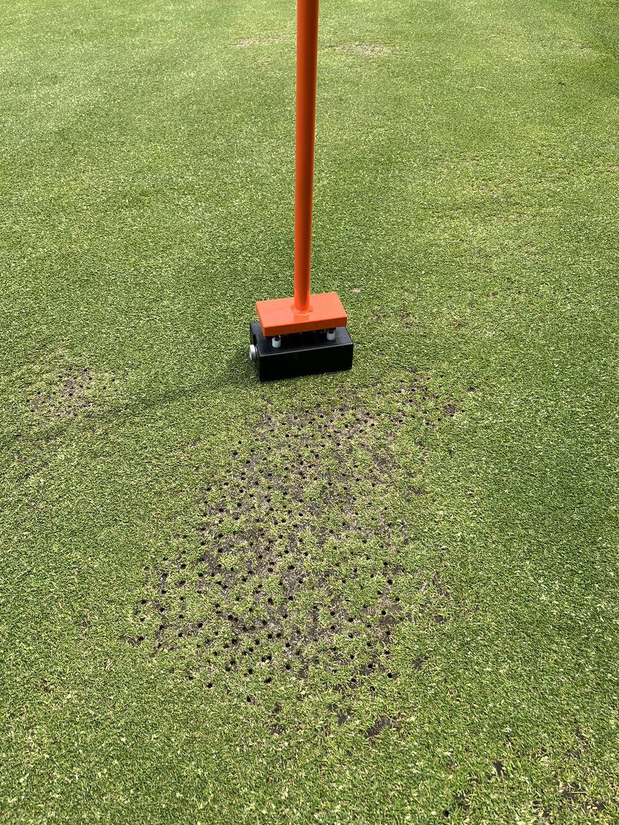 Took advantage of the spray window this morning to get greens and approaches sprayed, nice to have the new accuseeder on board to tackle some scaring and help with recovery 👌