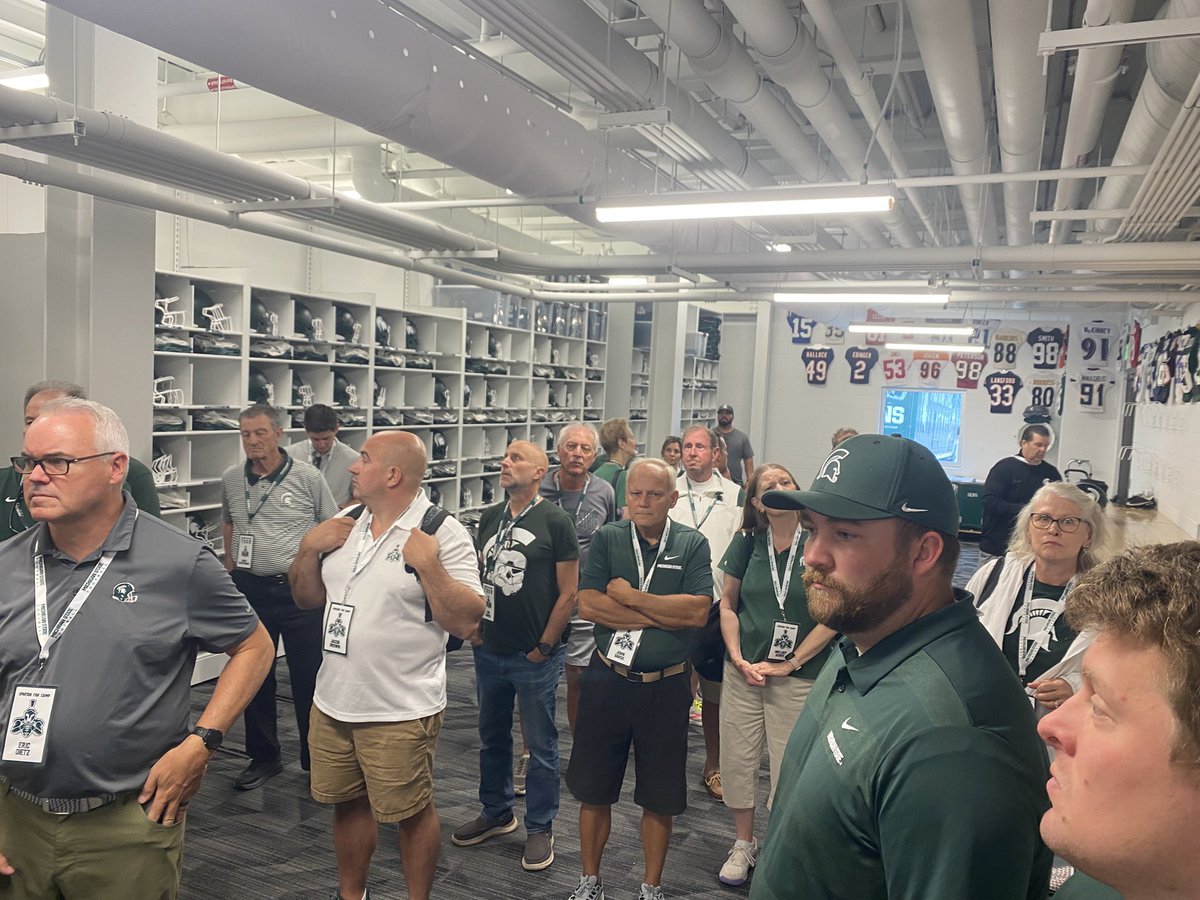Getting fitted for game day in the equipment room <a href="/MSU_Football/">Michigan State Football</a>