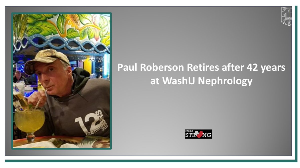 WashU Nephrology (@washunephrology) on Twitter photo After 42 years, 4 months, and 2 days, Paul Roberson is retiring from <a href="/WashUNephrology/">WashU Nephrology</a>, leaving behind a legacy of hard work and commitment to the division. Paul, our Manager of Biomed, "led by doing." We wish him all the best in his retirement! More: nephrology.wustl.edu/paul-roberson-… After 42 years, 4 months, and 2 days, Paul Roberson is retiring from <a href="/WashUNephrology/">WashU Nephrology</a>, leaving behind a legacy of hard work and commitment to the division. Paul, our Manager of Biomed, "led by doing." We wish him all the best in his retirement! More: nephrology.wustl.edu/paul-roberson-…