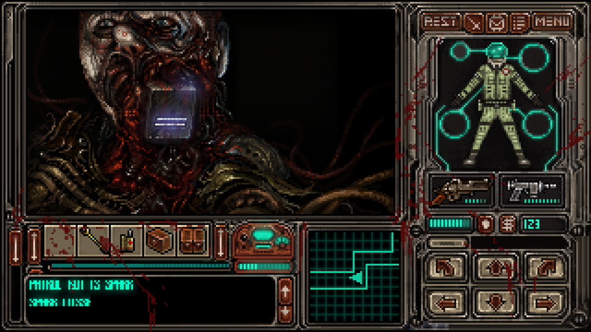 modredcastleton's tweet image. Side quests in Hibernaculum 🩸 #Hibernaculum #RocketshipDown #Pixelart