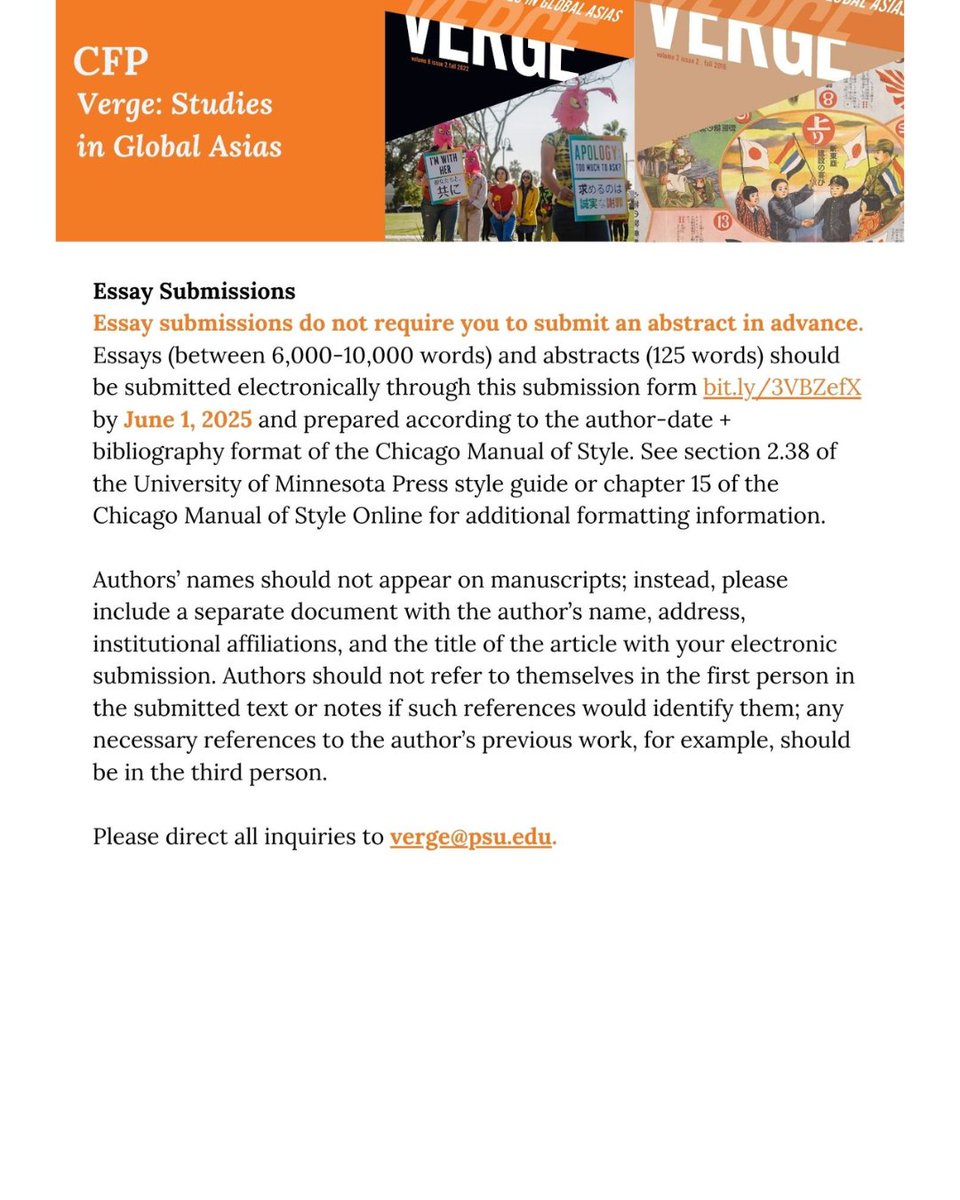 Extended Deadline for Verge 12.2
Essay Submission Due: July 7, 2025
Please see attached for details