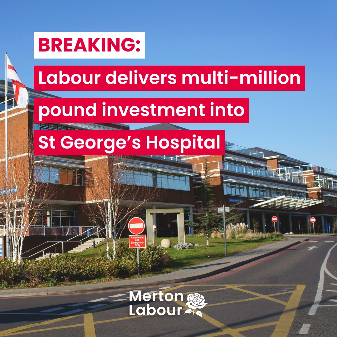 🚨 Big news for St George’s Hospital! 
 
☑️ A multi-million pound government investment in the hospital is on the way, as part of Labour’s plans to rebuild our NHS and reduce waiting times.  

Vital upgrades will modernise the hospital &amp; boost care.

👉 wimbledonlabour.org.uk/news/local-hos…