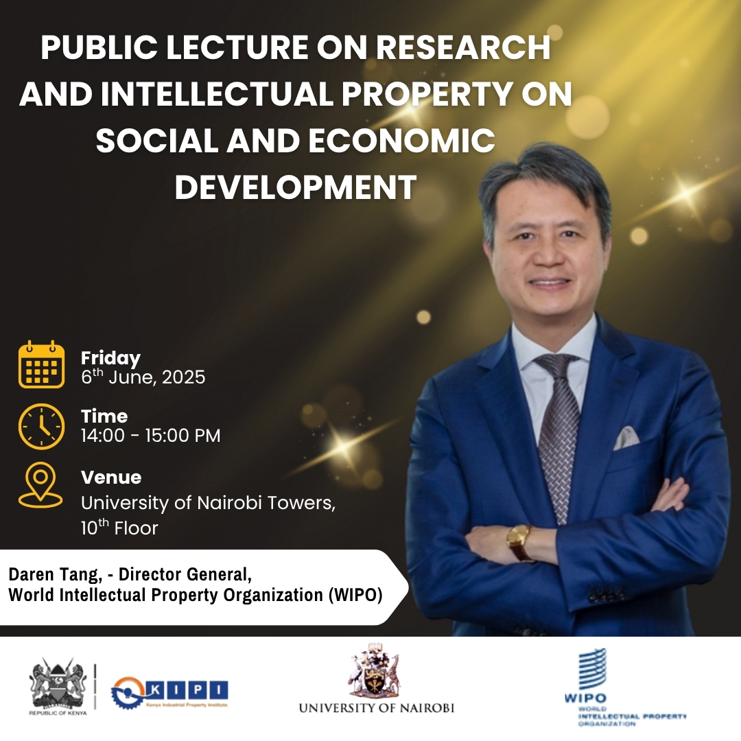 Faculty of Education (@uoneducation) on Twitter photo Exciting News! The University of Nairobi is privileged to host WIPO Director General Daren Tang on Friday, June 6, 2025, 1:30 PM to 4:00 PM. public lecture titled "Research and Intellectual Property on Social and Economic Development" at UoN Towers, 10th floor. <a href="/uonbi/">University of Nairobi</a> #WeAreUoN Exciting News! The University of Nairobi is privileged to host WIPO Director General Daren Tang on Friday, June 6, 2025, 1:30 PM to 4:00 PM. public lecture titled "Research and Intellectual Property on Social and Economic Development" at UoN Towers, 10th floor. <a href="/uonbi/">University of Nairobi</a> #WeAreUoN