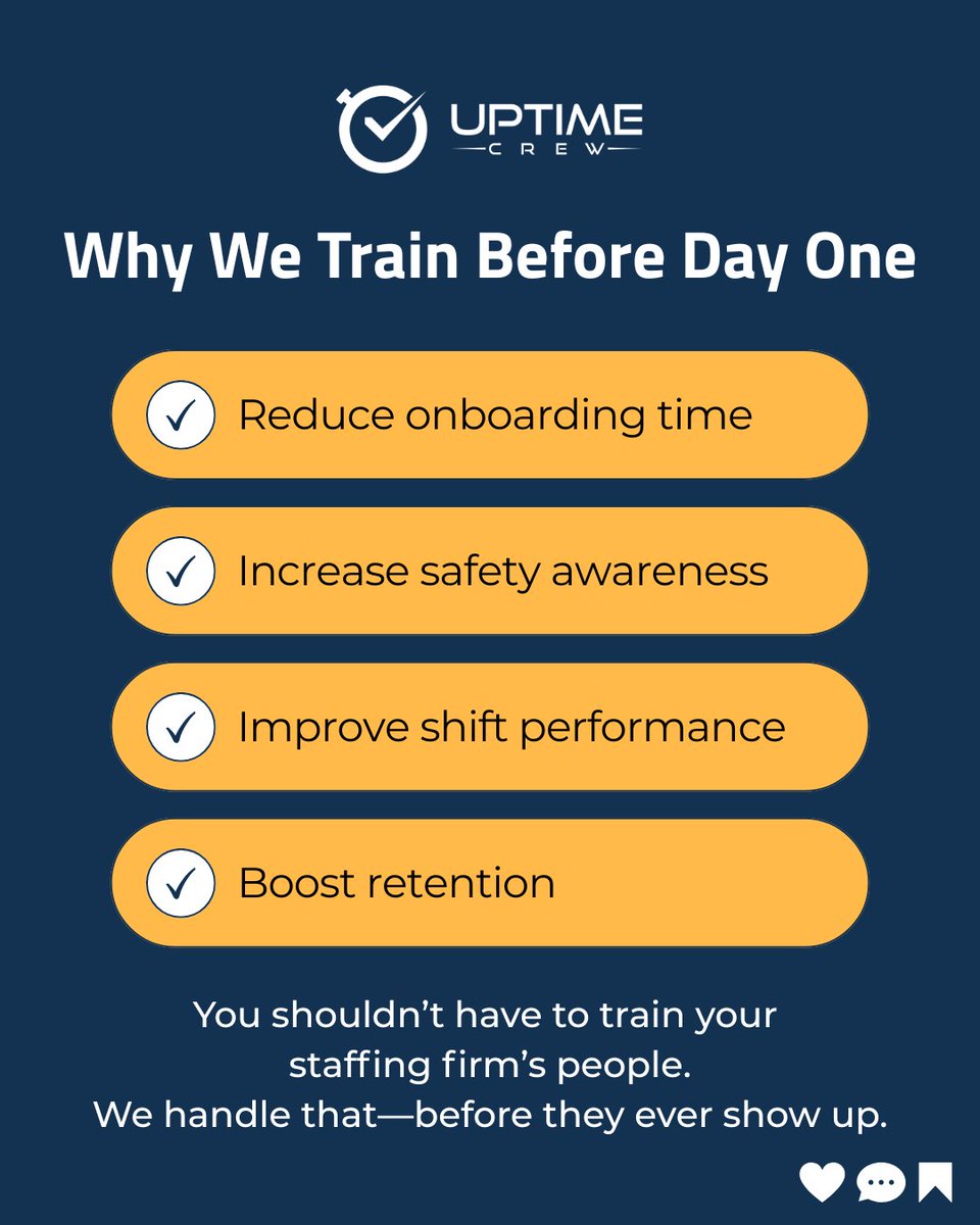 If your staffing firm sends untrained people to site, you’re already behind.
Uptime Crew trains every tech before Day One.
Less risk. More readiness.
🔗 hubs.la/Q03pQdcM0
#PrimedforUptime #SkilledTrades #SafetyTraining #ShiftReady #TechOps #RetentionMatters
