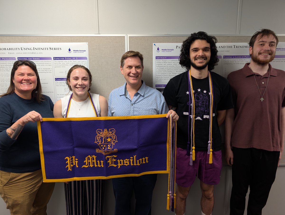 The GA Era Chapter of Pi Mu Epsilon had its Spring 2025 induction ceremony for new members on May 2nd. The members were nominated for their excellent academic records particularly in their math classes. Jacob Morton gave a presentation highlighting some undergrad math research.
