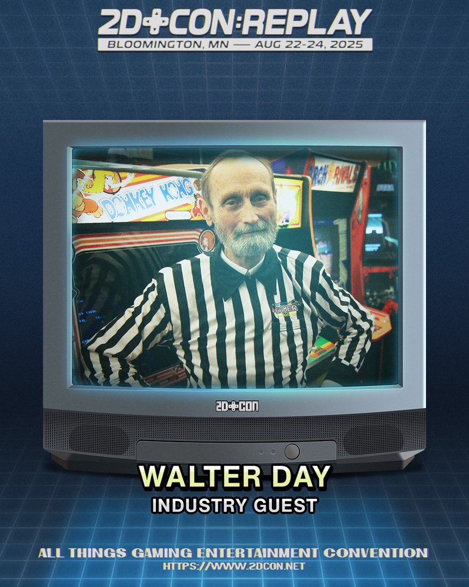 🎉 2D Con Prime 2025 Guest Announcement! 🎉 

The founder of Twin Galaxies and father of esports, Walter Day is coming to 2D Con! Walter is best known from the documentary King of Kong and as the inspiration behind Ready Player One. 

We'll also be holding a special screening of