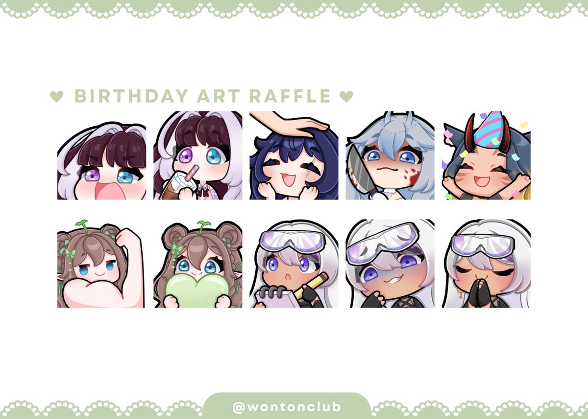 birthday ART RAFFLE ✦☁️

— 1st winner gets 10 custom emotes of their choice
— 2nd winner gets 3 custom emotes of their choice

✦ rules: follow, like + RT
✦ optional: comment your reference below 
 
ends in 7 days ꒰ᐢ. .ᐢ꒱ goodluck!