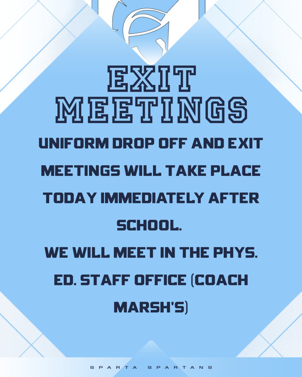 Reminder: After School today for all Varsity athletes. #SpartanPride #OneSpeed #StrongerTogether #NoDaysOff