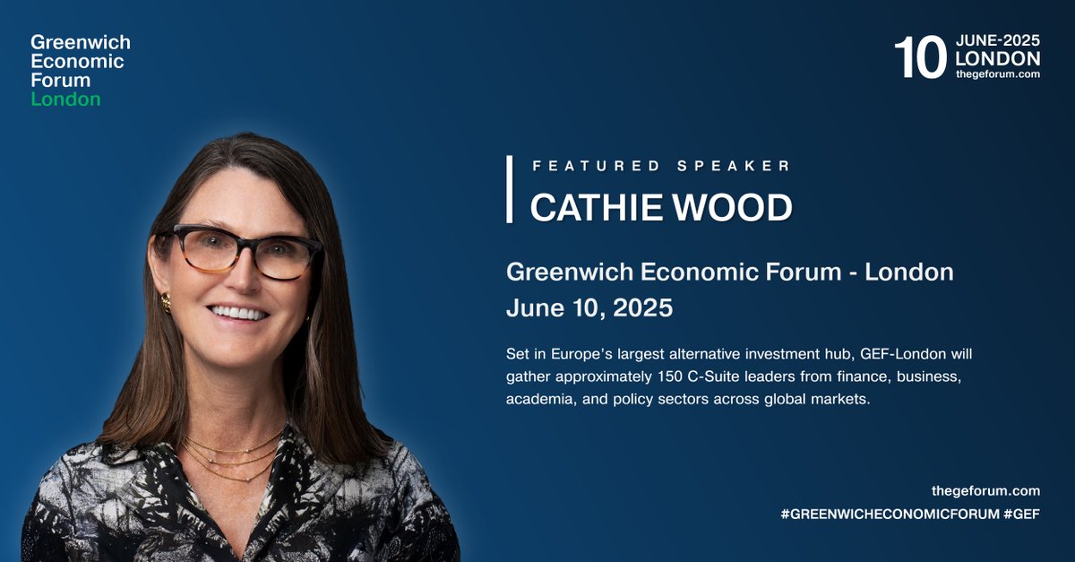 ARK Invest (@arkinvest) on Twitter photo ARK CEO/CIO <a href="/CathieDWood/">Cathie Wood</a> will speak at the Greenwich Economic Forum in London on June 10. Attendees can look forward to a fireside chat on the future of venture capital and disruptive technology, moderated by <a href="/BloombergTV/">Bloomberg TV</a>'s <a href="/TomMackenzieTV/">Tom Mackenzie</a>.
Learn more and register to attend: ARK CEO/CIO <a href="/CathieDWood/">Cathie Wood</a> will speak at the Greenwich Economic Forum in London on June 10. Attendees can look forward to a fireside chat on the future of venture capital and disruptive technology, moderated by <a href="/BloombergTV/">Bloomberg TV</a>'s <a href="/TomMackenzieTV/">Tom Mackenzie</a>.
Learn more and register to attend: