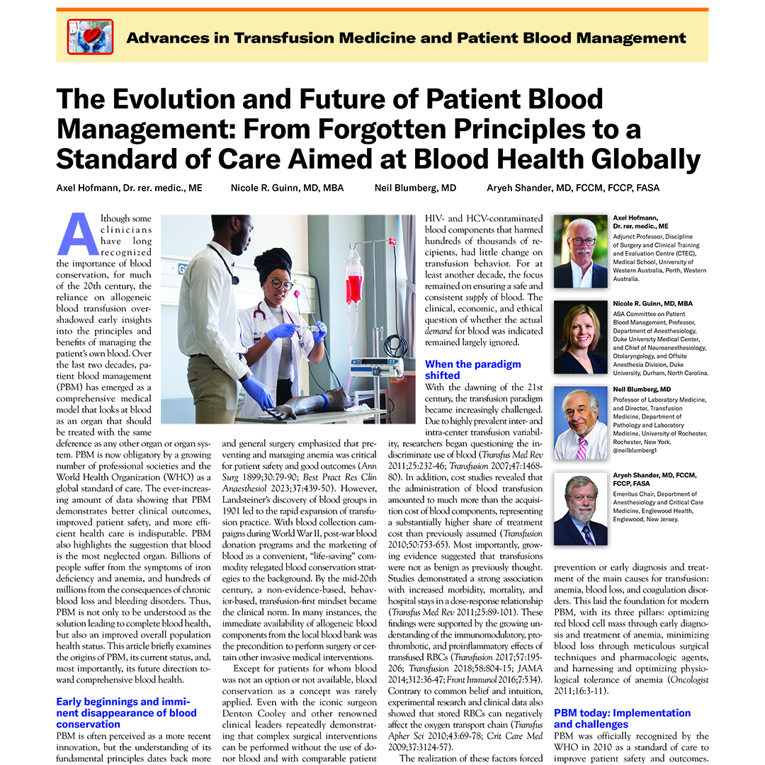 ASA Monitor (@asamonitor) on Twitter photo “Not implementing patient blood management means ignoring burgeoning evidence, missing out on economic benefits, and ignoring the ethical imperative to treat blood as the organ system it is,” write Dr. Axel Hofmann and colleagues.
ow.ly/3Wpn50W3iNq
<a href="/neilblumberg1/">Neil Blumberg</a> “Not implementing patient blood management means ignoring burgeoning evidence, missing out on economic benefits, and ignoring the ethical imperative to treat blood as the organ system it is,” write Dr. Axel Hofmann and colleagues.
ow.ly/3Wpn50W3iNq
<a href="/neilblumberg1/">Neil Blumberg</a>