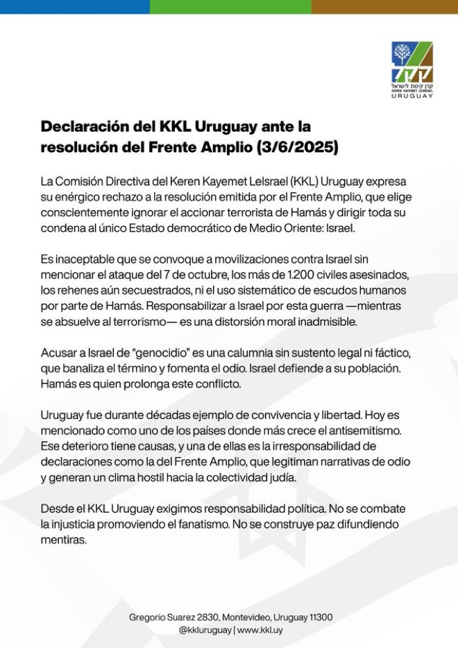 Bien el KKL Uruguay .
<a href="/janetrudman/">Janet Rudman</a> 
<a href="/CCIUruguay/">CCIUruguay</a> 
<a href="/ficayd/">ficayd</a> 
<a href="/IsraelinUruguay/">Israel en Uruguay</a>