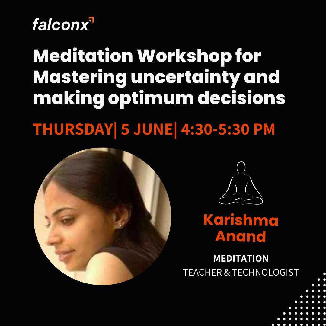 FalconXGateway's tweet image. 🔥 Last chance to reset your mind & sharpen your decisions.
Don’t miss our Meditation Workshop for Founders & Execs with Karishma Anand 🧘♀️
📍 FalconX Gateway, Milpitas
⏰ June 5th 2025
👉 lu.ma/zb718c8f
#MentalClarity #VC #StartupLife #FalconXEvents