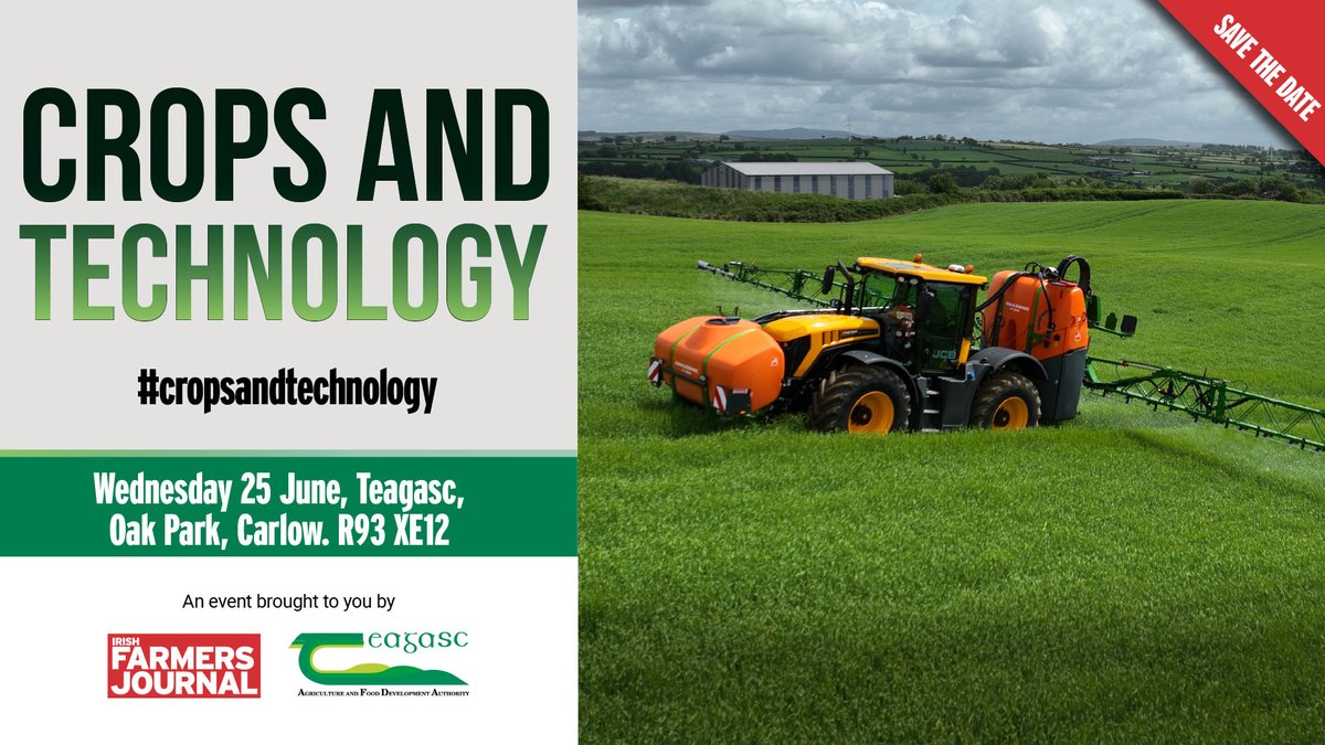 Join us on Wednesday, 25 June in Teagasc Oak Park, Carlow for the Crops and Technology Open Day. It will cover the latest research on all the main tillage crops and horticultural field crops.
Find out more bit.ly/4kinxcc
<a href="/TeagascCrops/">Teagasc Tillage Team</a> <a href="/FJTillage/">FJ Tillage</a> #cropsandtechnology