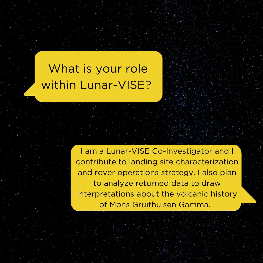 Lunar_VISE's tweet image. Meet Dr. Kristen Bennett! 🌕 She helps choose where we land on the Moon and how the rover explores. Kristen will also study the surface to learn more about ancient lunar volcanoes! 🌋🌋@USGS_AstroGeo
#LunarVISE #Space #UCF #Moon #MoonExploration